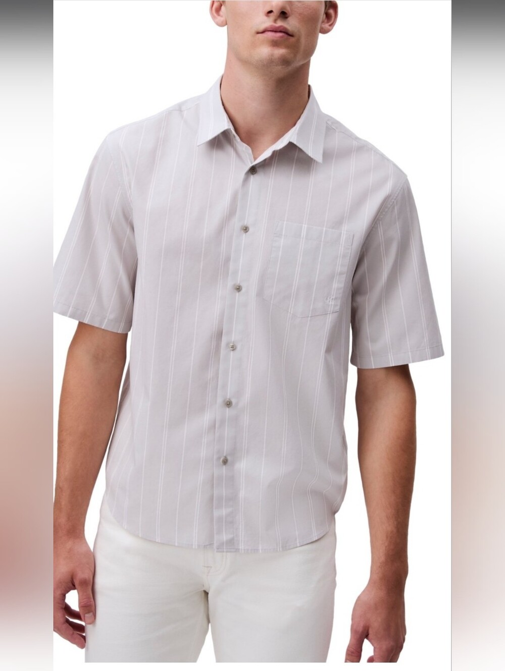 Calvin Klein Short Sleeve Woven Shirt With Yarn Dyed Stripes. Size2XL Men's NWT